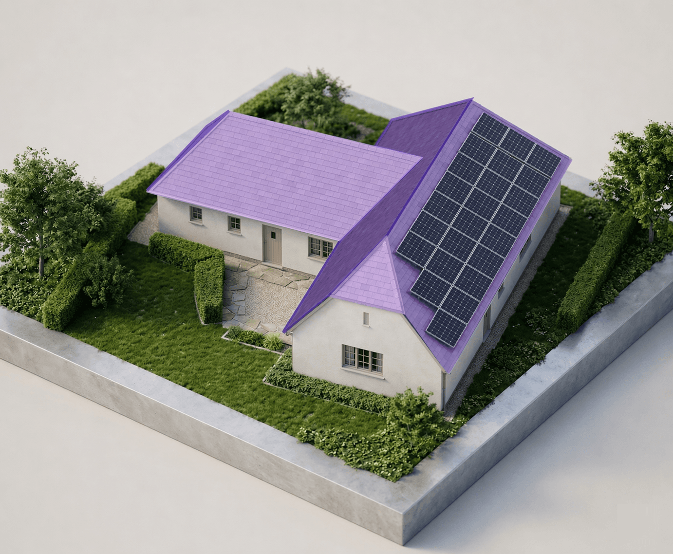 En ren professionel digital rapport med solar ROI-grafer og endelig panelplacering